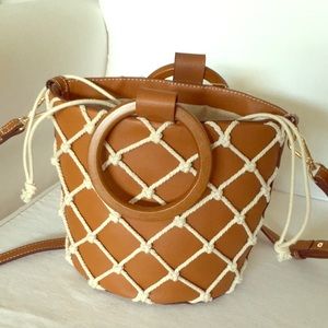 Mango faux leather net bag